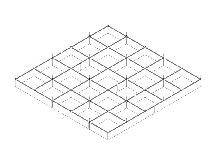 POLYLAM KREUZRASTER vertical baffle ceiling system in a cross pattern